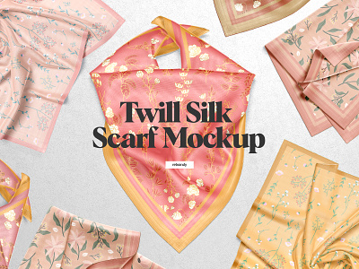 Twill Silk Scarf Mockups neck