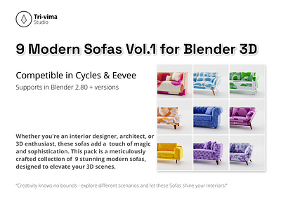 9 Modern Sofas Vol.1 for Blender 3D 3d 3d design 3d models 3d rendering behance blender blender market design illustration instagram interior linkedin sofa wood youtube