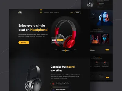 Beats headphone website design dark mode darkmode ecommerce headphone shop landing page minimal music trend trendy ui user interface ux web ui website