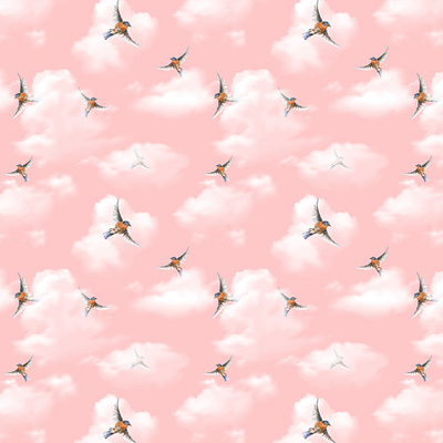 Bluebirds & clouds whispers adobe photoshop graphic design illustration pattern pattern design print wattercolor