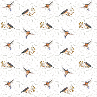 Vintage bluebirds adobe photoshop graphic design illustration pattern pattern design print watercolor