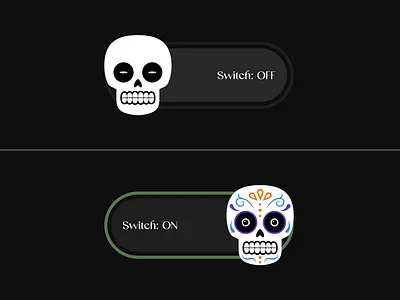Toggle Switch | DailyUI 015 animation black button clean dailyui dailyui015 design figma graphic design illustration microinteraction motion graphics on off onoff skull switch toggle toggle switch ui ui design
