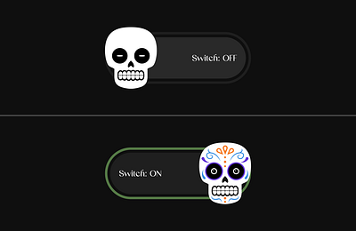 Toggle Switch | DailyUI 015 animation black button clean dailyui dailyui015 design figma graphic design illustration microinteraction motion graphics on off onoff skull switch toggle toggle switch ui ui design