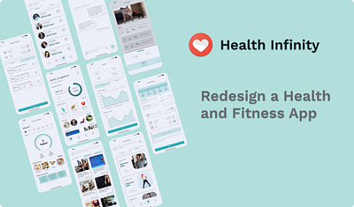 Redesign "Health Infinity" App 3d typography ui ux