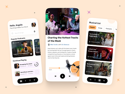 Podcast & Music Mobile App app design audio book clean fitness live streaming minimal mobile app mobile app design music music app ui music player podcast podcast app podcast app ui design podcast listen podcasting streaming app ui design uiux ux design