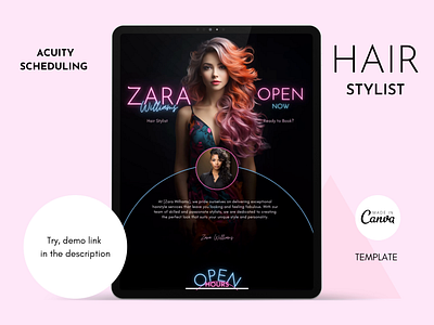 Acuity Booking site Canva Template for Hair Stylist/ Saloon acuity booking site acuity scheduling template acuity website beauty sloon canva template diy booking site hait stylist