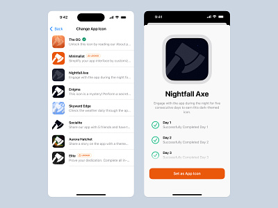 App icons as rewards for completing challenges 🏅 app icons ios iphone mobile mobile app settings