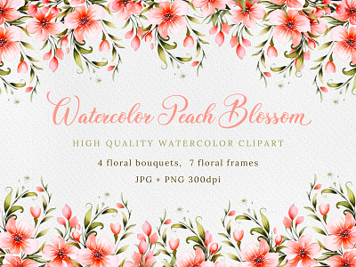 Watercolor Peach Floral clipart and Floral Frames. floral clipart floral frame jpg peach blossom peach floral clipart peach flowers png watercolor floral cliart watercolor floral frames watercolor peach flowers watrcolor flowers