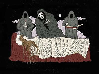 skeletons and a sleeping girl dribbble emblem graphic illustration russia skeletons sleeping girl symbol vector