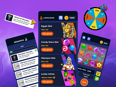 LiIONCASINO: Mobile slot casino casino casinoappdesign casinoui gamblingapp gamedesign mobileappgraphics mobilecasino mobilegaming mobileinterface slot ui uiuxdesign userinterfacedesign