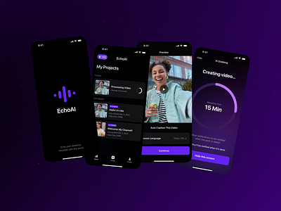 EchoAI - Voice Dubbing Mobile App ai ai app app app design app ui mobile mobile app ui ui design uiux uiuxdesign ux