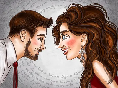 Art portrait of a couple in love. design graphic design illustration procreate артпортрет