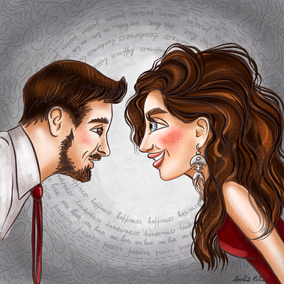 Art portrait of a couple in love. design graphic design illustration procreate артпортрет