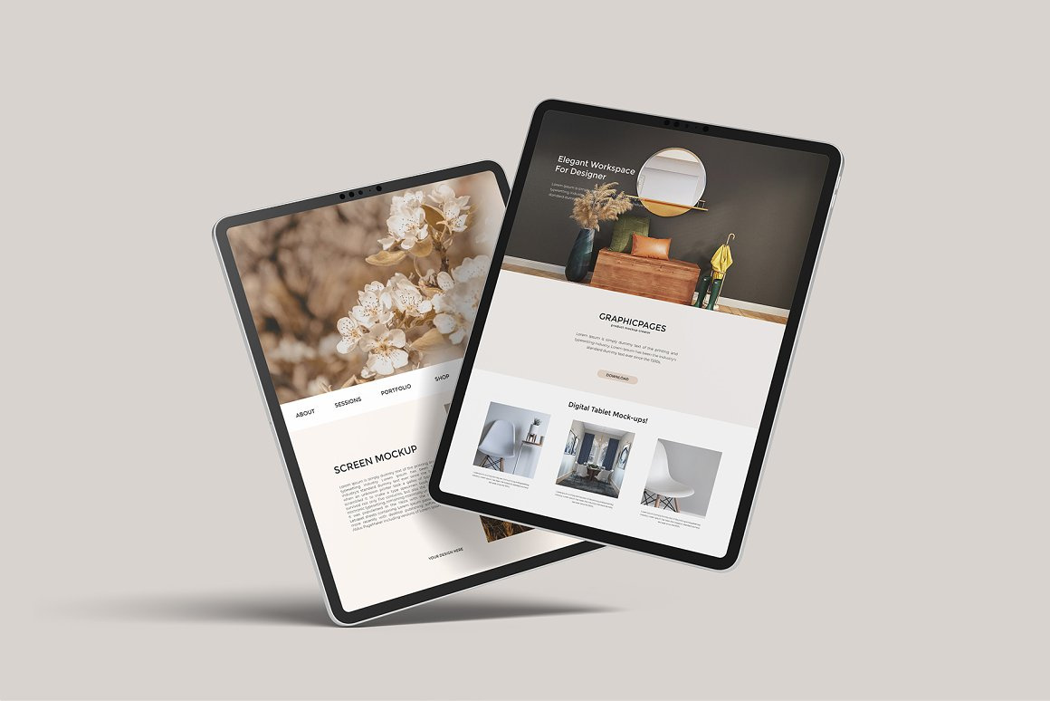 iPad Pro Mockup blank computer design device digital graphic ipad isolated layered mockup mockup presentation psd realistic responsive screen smartphone tablet technology