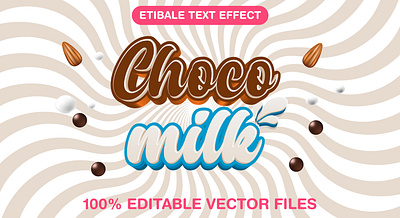 Choco Milk 3d editable text style Template 3d text effect choco milk text cream drink graphic design illustration vector text mockup