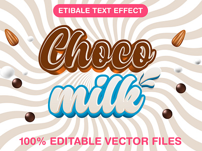 Choco Milk 3d editable text style Template 3d text effect choco milk text cream drink graphic design illustration vector text mockup
