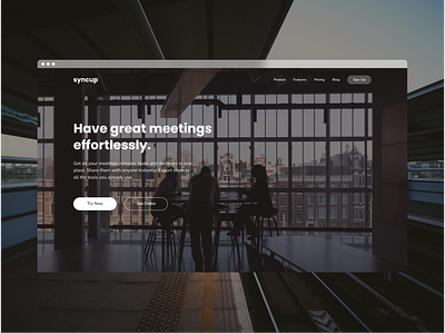 SyncUp - Meetings App Hero Shot app design business collaborative design inspiration hero section hero shot landing page meetings remote remote work web design