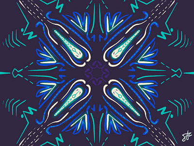 Flying Fish Illustration abstract apple pencil artistic blue cream dark fish flying glowing grainy graphic design grunge illustration ipad patterns procreate symmetry teal