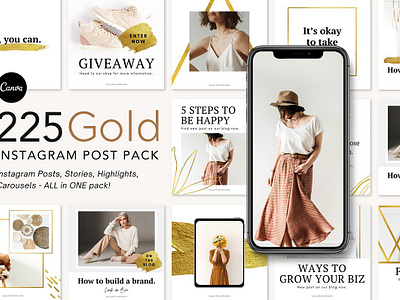 Gold Instagram Post Pack Canva canva canva instagram canva template carousel template gold instagram post pack canva gold template instagram canva instagram carousel instagram post instagram stories instagram story instagram template story highlight icons story instagram story template