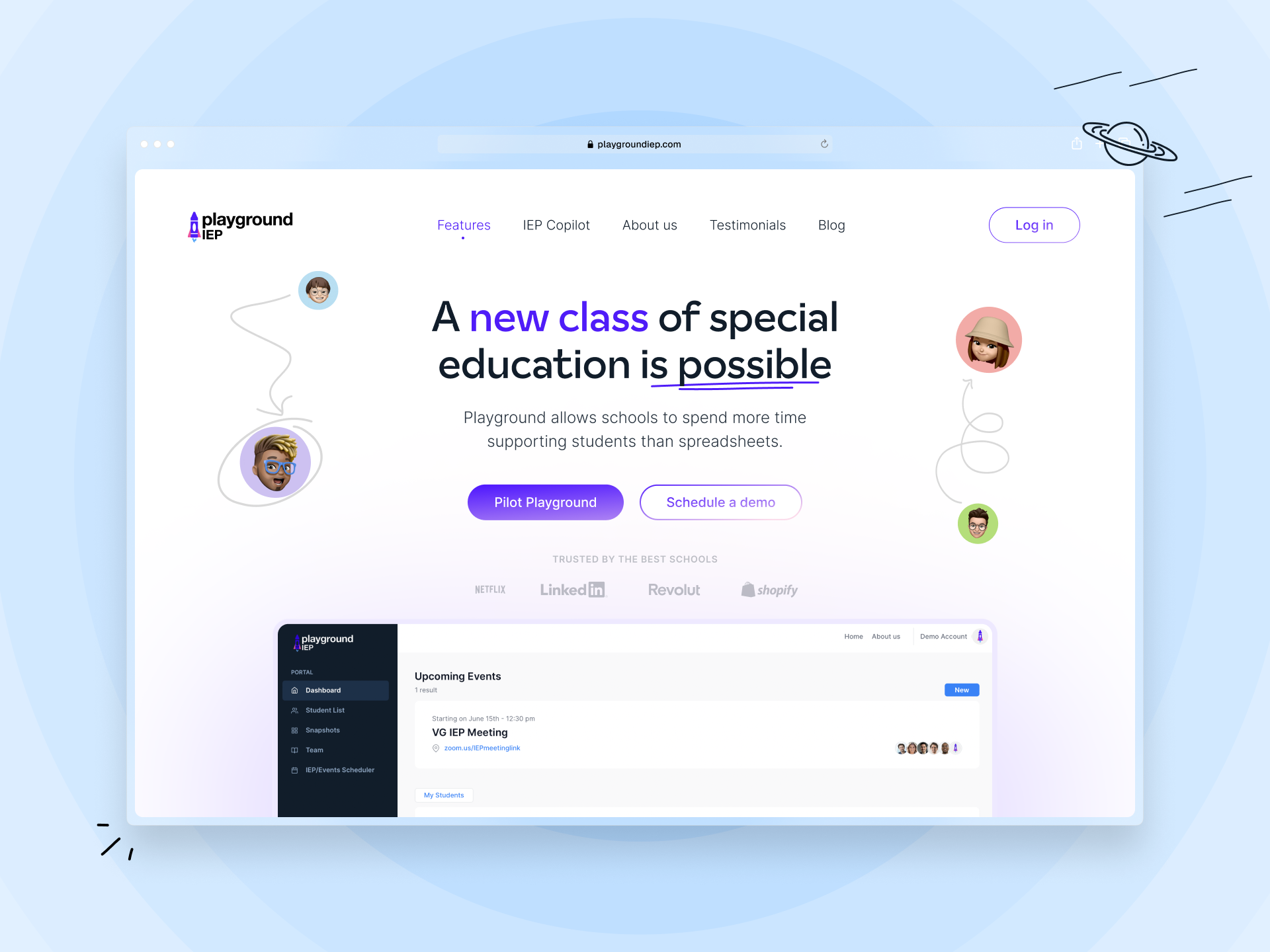 Playground IEP animation branding figma graphic design motion graphics ui webflow