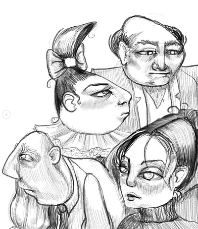 Fun Doodle sketch, 4 faces character design doodle fun illustration portrait procreate sketch weird