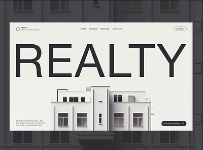 Realty - Real Estate Website | UX/UI Design animation black white design minimalism pre loader real estate ui ui design user interface ux ux design uxui web design website