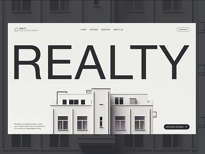Realty - Real Estate Website | UX/UI Design animation black white design minimalism pre loader real estate ui ui design user interface ux ux design uxui web design website