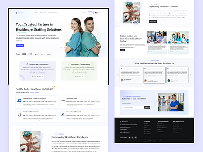 Healthcare Professionals Hiring Landing Page Design doctor healthcare healthcarerecruitment healthcareworkers hospital jobportal jobsite landingpage nurses ui uidesign ux uxdesign webdesign websitedesign