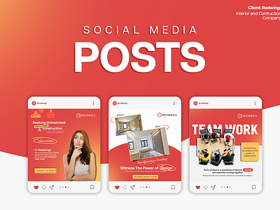 Social Media Designs for Interior and Construction Compnay ad creatives behance brandidentity branding design dribble graphic design logo real estate redwings social media thevpk venkatesh prasad