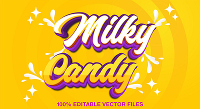 Milky Candy 3d editable text style Template 3d text effect candy text choco chocolate glossy graphic design illustration milk text milkshake milky background snack tasty food vector text mockup