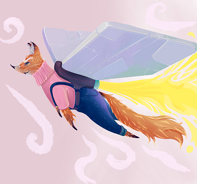 Fox with Wings Illustration character design illustration