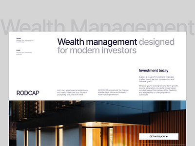 Rodcap - Wealth Management Website | UX/UI Design invest minimalism swiss style ui ui design ux ux design uxui wealth web design website website design