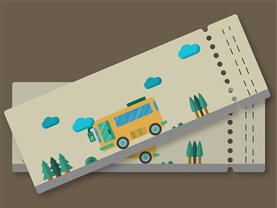 Vintage Bus Ticket Style Invitation design graphic design illustration vector