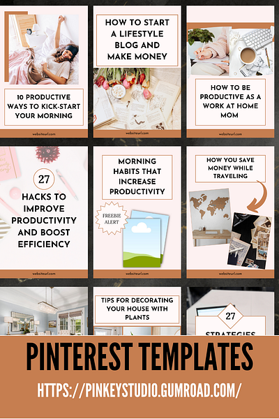 Pinterest Pin Templates For Bloggers | Editable Canva Template bloggers branding canva templates graphic design pinterest templates social media templates