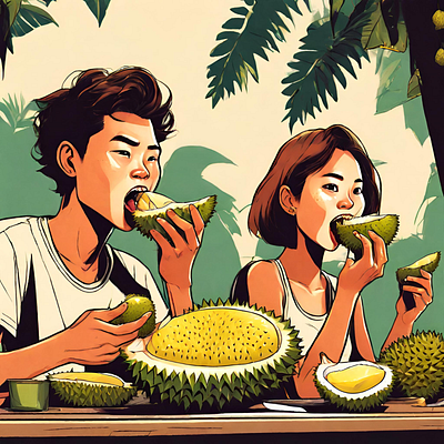 Adventure Eating Durian adventure design durian eating fruit graphic design illustration vector