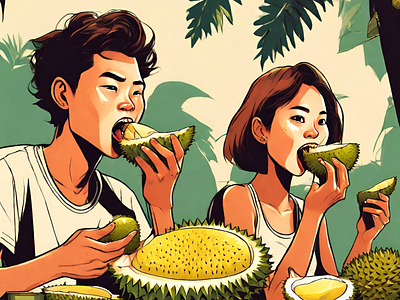 Adventure Eating Durian adventure design durian eating fruit graphic design illustration vector