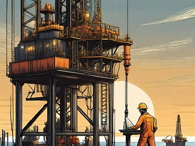 Engineer Oil and Gas design drilling engineer gas graphic design illustration oil rig vector