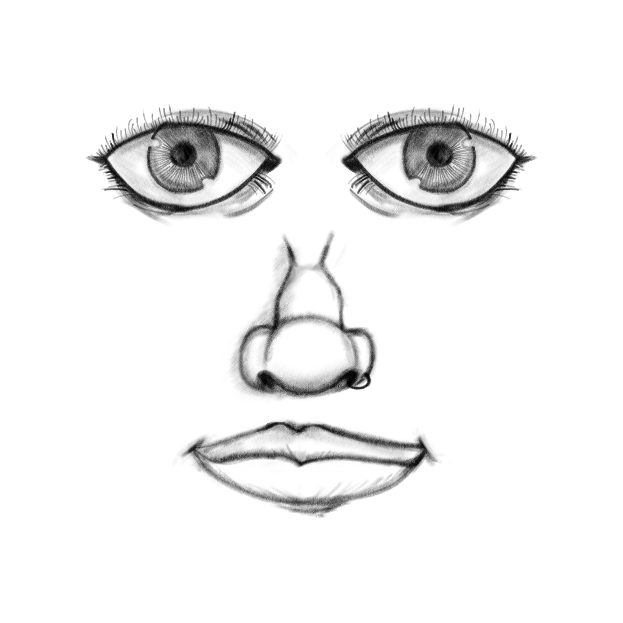 Face design illustration pencil sketch