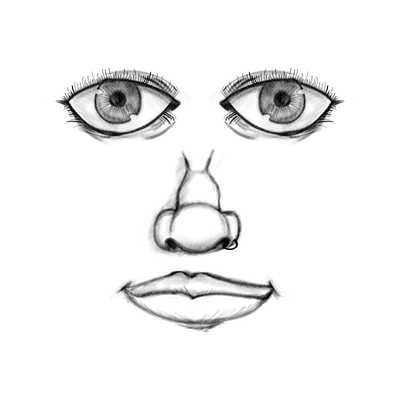 Face design illustration pencil sketch