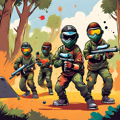 Kids Playing Paintball design graphic design illustration kids paintball playing vector