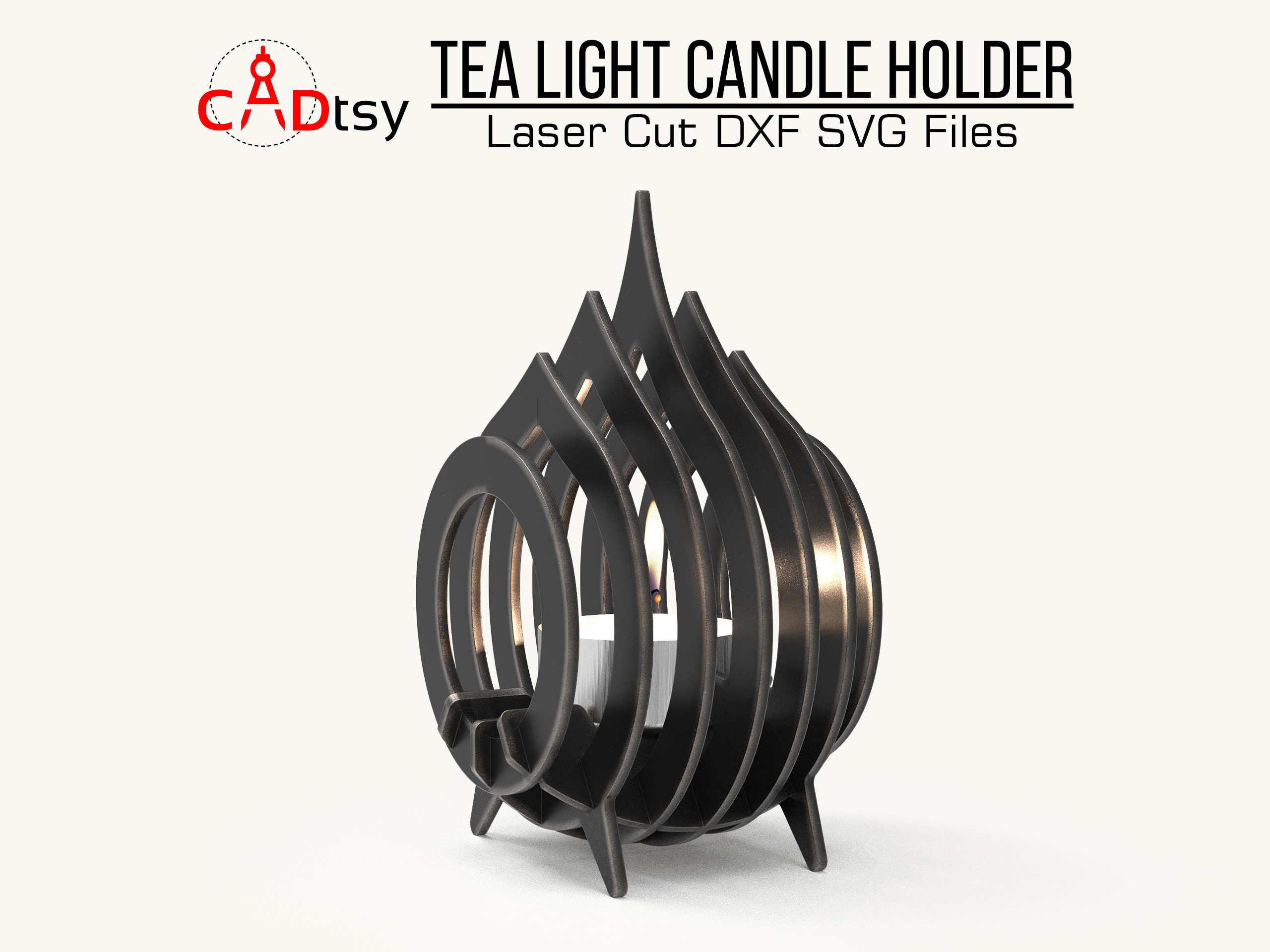 Metal Tea Light Candle Holder DXF / SVG CNC Laser Cutting Files by CADtsy  on Dribbble, image size:2560x1920