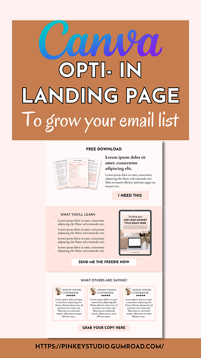 Customizable Canva Opt-in Landing Page Templates branding canva templates email marketing funnel funnel building graphic design landing page lead magnet marketing graphics social media templates