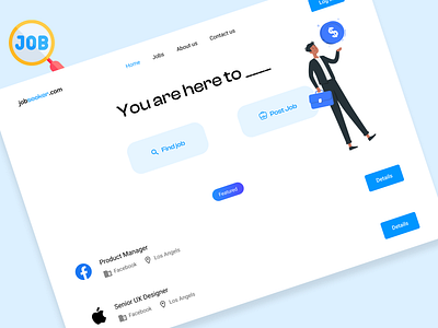 Job search landing page exploration design job job post website design job search website jobfind jobsearch jobsearchlandingpage jobwebsite landing landingpage page productdesign ui ux webdesign website website design