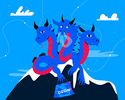 Serpent Gorynych animal brand illustration character design flat illustration illustraion illustration ozon ozon brand packing design vector