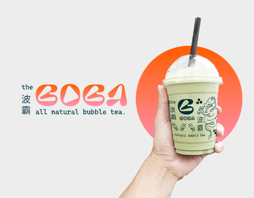 The Boba adobe illustrator adobe photoshop boba brand brand identity brand pattern branding bubble tea design dragon graphic design graphic designer logo logotype
