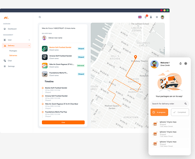 Typical delivery app for web and mobile admin dashboard delivery mobile app product design tracking ui ux web app