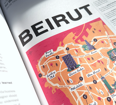 Illustrative Maps for IT'S A PASSION THING magazine beirut branding buildings design editorial graphic design illustration illustrative london magazine map maps streets typography uk