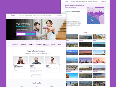 Luna - Physical Therapy design desktop ui interface landing page marketing site website website concept website design