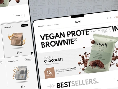 Bulk-Supplement Shop 🛒 design ecommerc gym header landingpage nutrition powder product protein shake shop sport supplement trend ui uidesign uiux vegan web whey