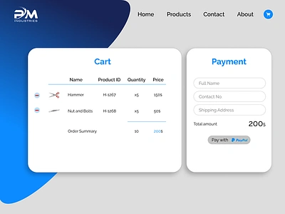 PM Metal Industries - Cart Page 3d animation branding design graphic design illustration logo motion graphics ui ux vector